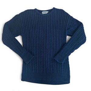 Vintage Piccadilly Men’s Blue Cable Knit Cotton Sweater Sz XL Tall Made in USA